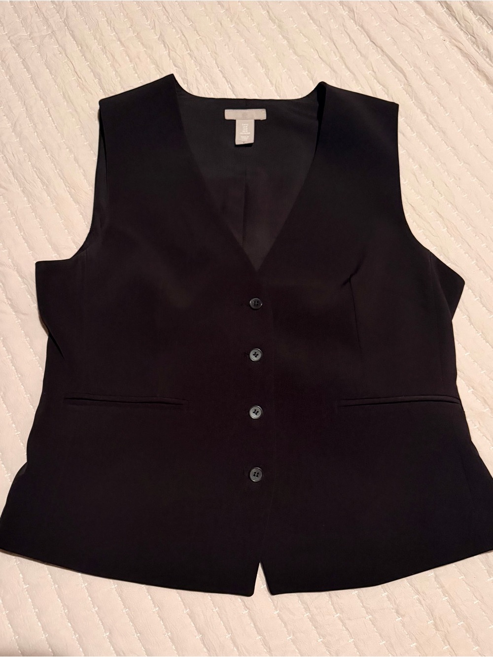 H&M Classic Black Button-Front Vest M